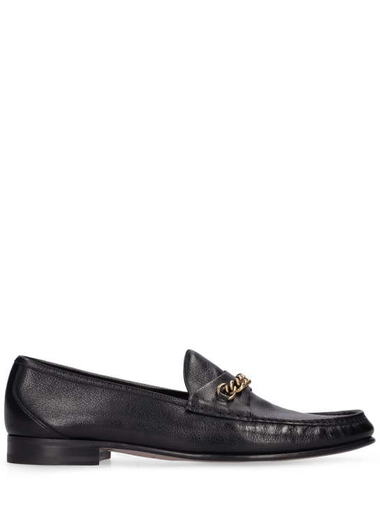 Tom Ford: York line leather loafers - Black - men_0 | Luisa Via Roma