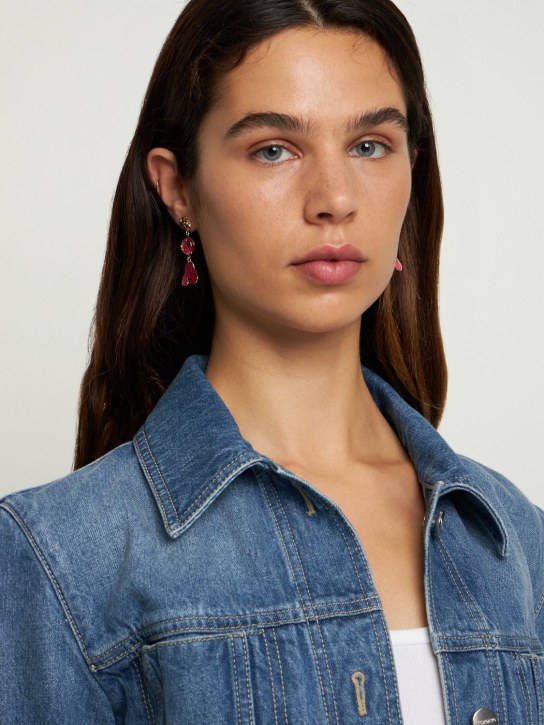 Tory Burch: Small Roxanne double-drop earrings - Gold/Pink - women_1 | Luisa Via Roma