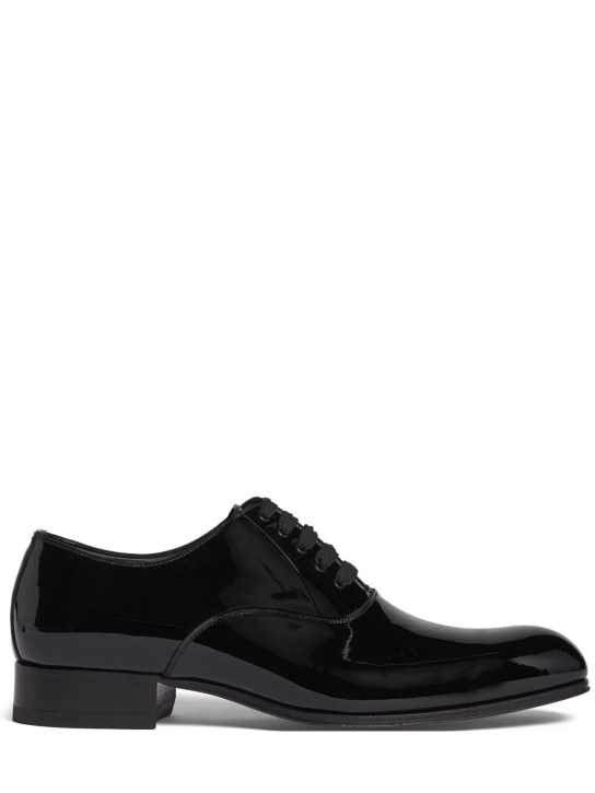 Tom Ford: Chaussures oxford à lacets en cuir verni - Noir - men_0 | Luisa Via Roma