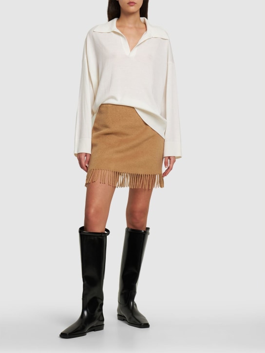 The Garment: Bruxelles fringed wool mini skirt - Camel - women_1 | Luisa Via Roma