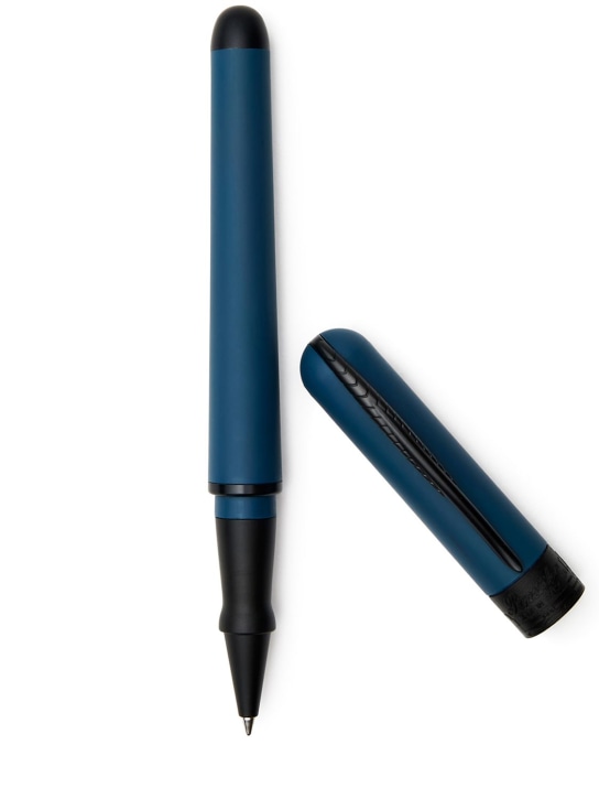 Pineider: Matte black rollerball pen - Blue - ecraft_1 | Luisa Via Roma