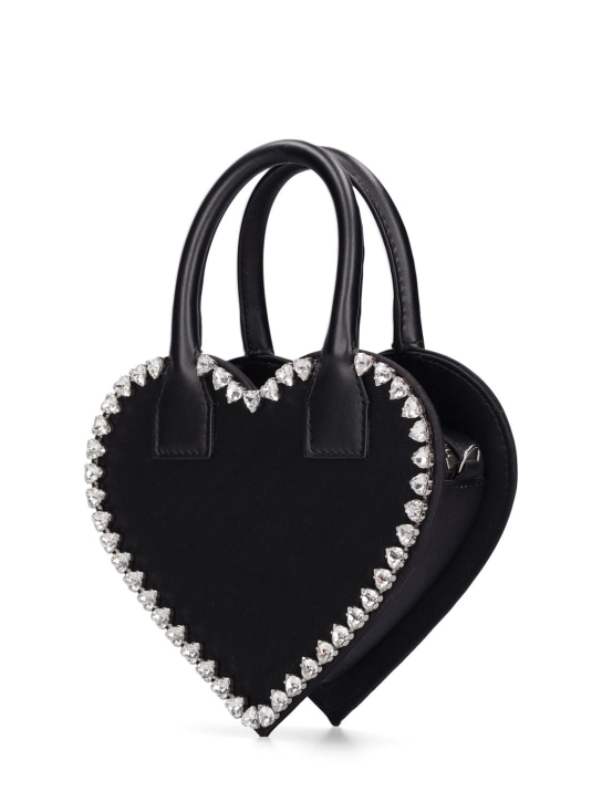 Mach & Mach: Small Audrey heart satin top handle bag - Black - women_1 | Luisa Via Roma