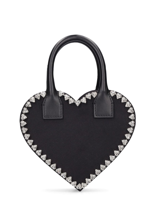 Mach & Mach: Small Audrey heart satin top handle bag - Black - women_0 | Luisa Via Roma