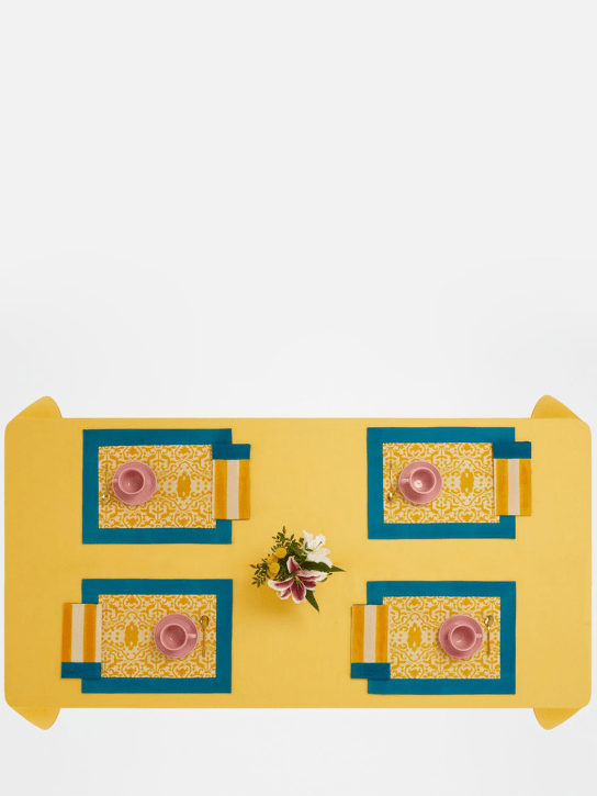 LISA CORTI: Set of 2 Gold Damask cotton placemats - Multicolor - ecraft_1 | Luisa Via Roma