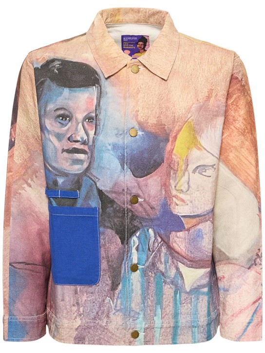 KidSuper Studios: Faces painted cotton & linen jacket - men_0 | Luisa Via Roma