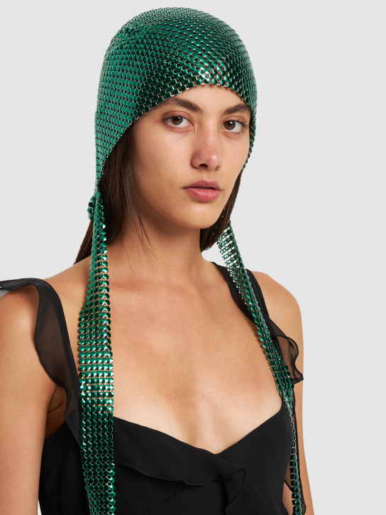 Rabanne: Pixel legend head piece - Emerald - women_1 | Luisa Via Roma