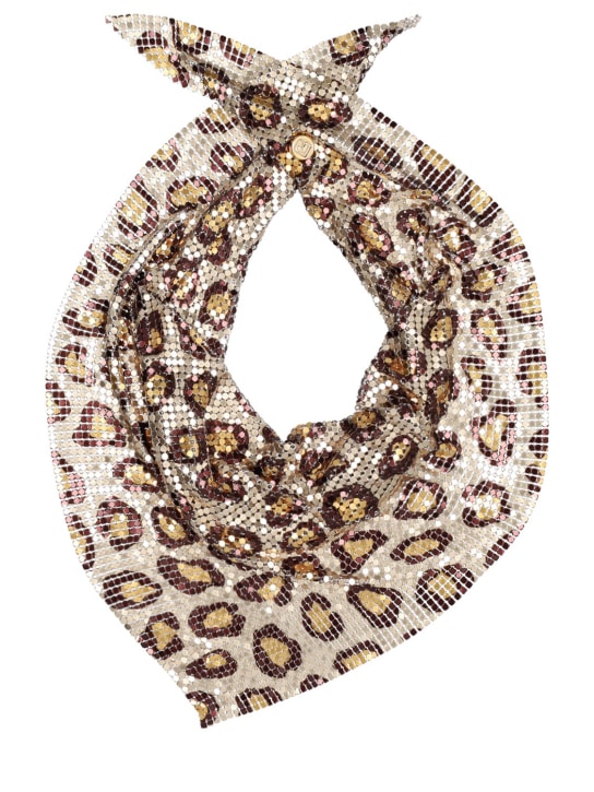 Rabanne: Gaetano mini leopard mesh scarf necklace - Leopard/Gold - women_0 | Luisa Via Roma