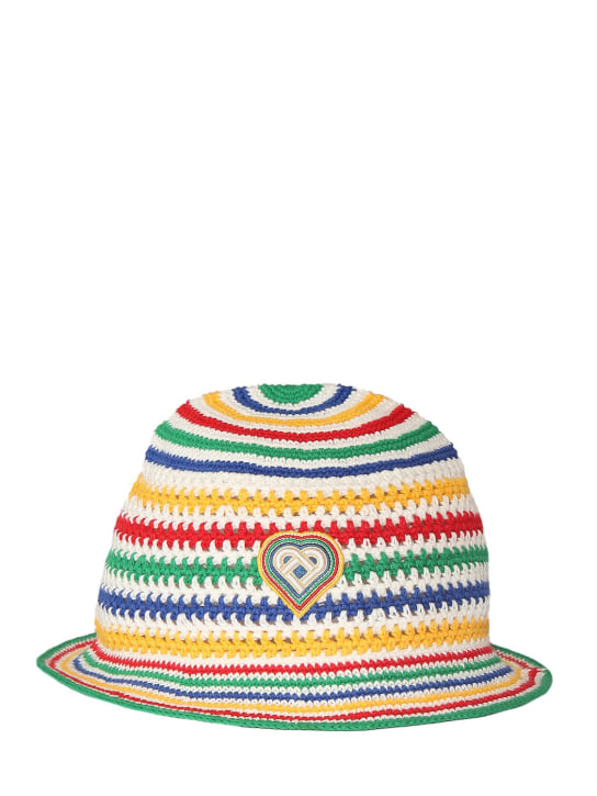Casablanca: Striped scuba cotton crochet hat - women_0 | Luisa Via Roma