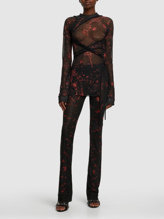 Ottolinger: Printed mesh pants - Black/Red - women_1 | Luisa Via Roma