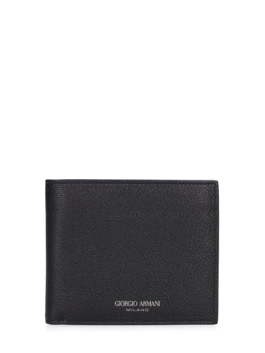 Giorgio Armani: Leather bifold wallet - Black - men_0 | Luisa Via Roma
