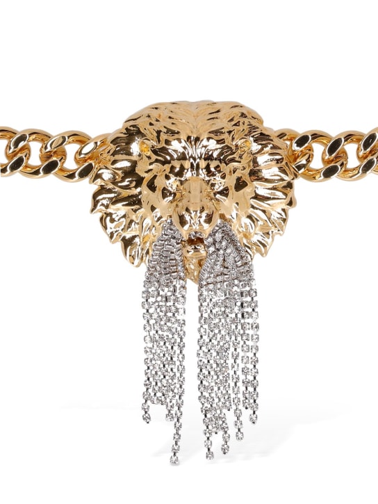 Balmain: Kettengürtel mit Kristallen „Lion“ - Gold/Kristall - women_1 | Luisa Via Roma