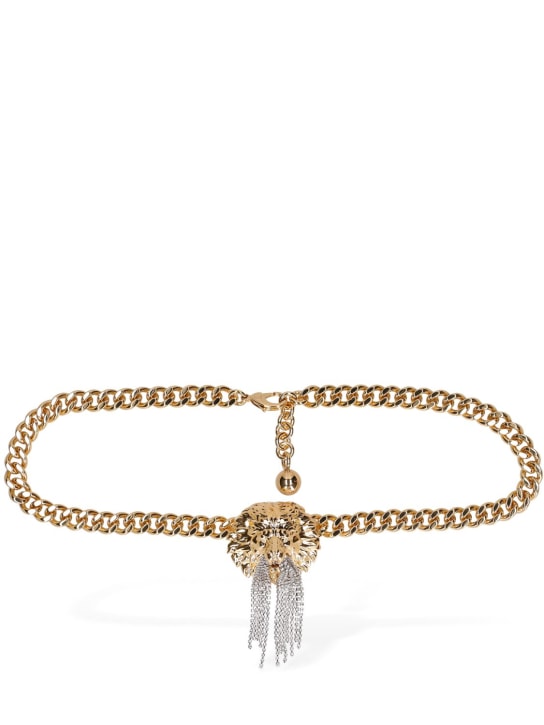 Balmain: Lion chain belt w/ crystals - Gold/Crystal - women_0 | Luisa Via Roma