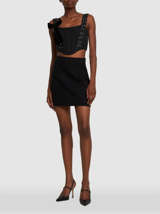 Alessandra Rich: Tweed bouclé mini skirt - Black - women_1 | Luisa Via Roma