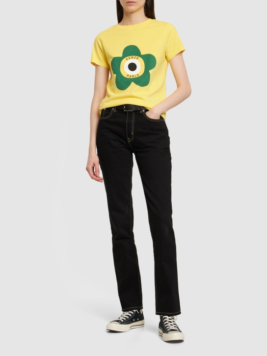 Kenzo Paris: Kenzo 타겟 클래식 코튼 티셔츠 - 옐로우 - women_1 | Luisa Via Roma
