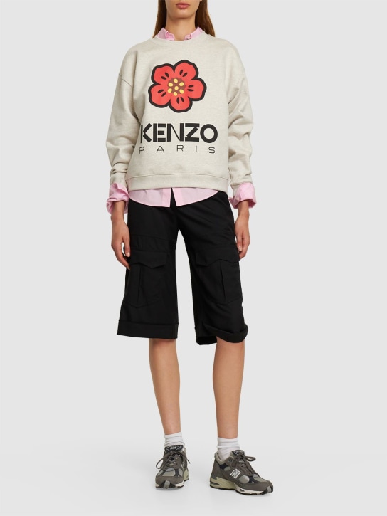 Kenzo Paris: Printed logo cotton jersey sweatshirt - Grey - women_1 | Luisa Via Roma