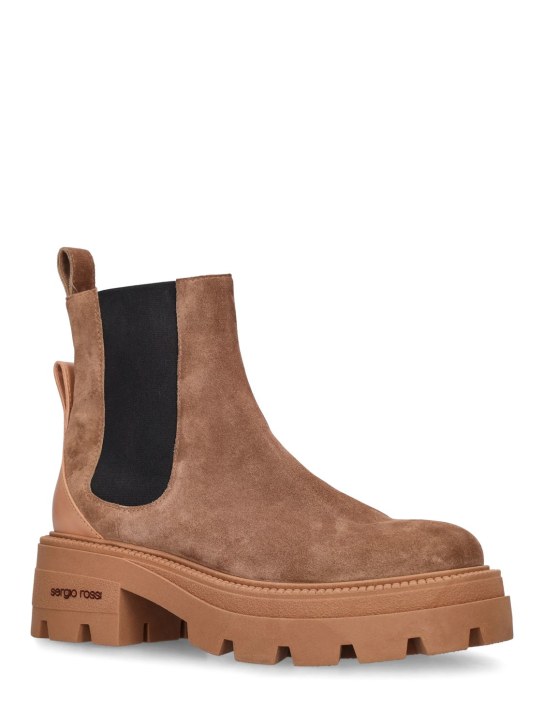 Sergio Rossi: 25mm Milla suede ankle boots - Light Brown - women_1 | Luisa Via Roma