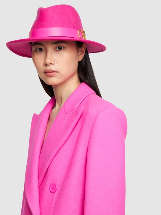Valentino Garavani: Fedorahut aus Wolle mit Vlogo - Pp Pink - women_1 | Luisa Via Roma