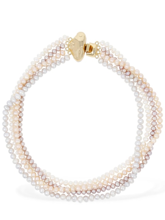 Timeless Pearly: Mushroom charm collar necklace - Multi/Gold - women_0 | Luisa Via Roma