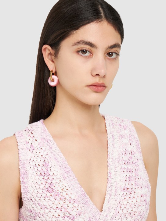 Timeless Pearly: Heart & disc mismatched earrings - Pink/Gold - women_1 | Luisa Via Roma