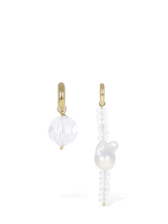 Timeless Pearly: Crystal & pearl mismatched earrings - Gold - women_0 | Luisa Via Roma
