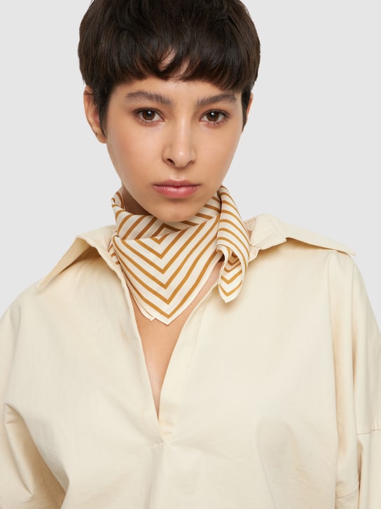 Toteme: Signature monogram silk scarf - Bone - women_1 | Luisa Via Roma