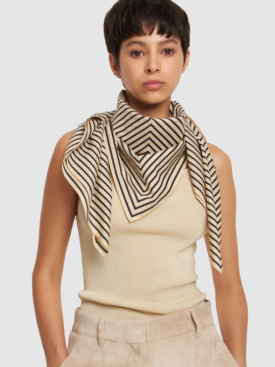 Toteme: Signature monogram cotton & silk scarf - Creme - women_1 | Luisa Via Roma