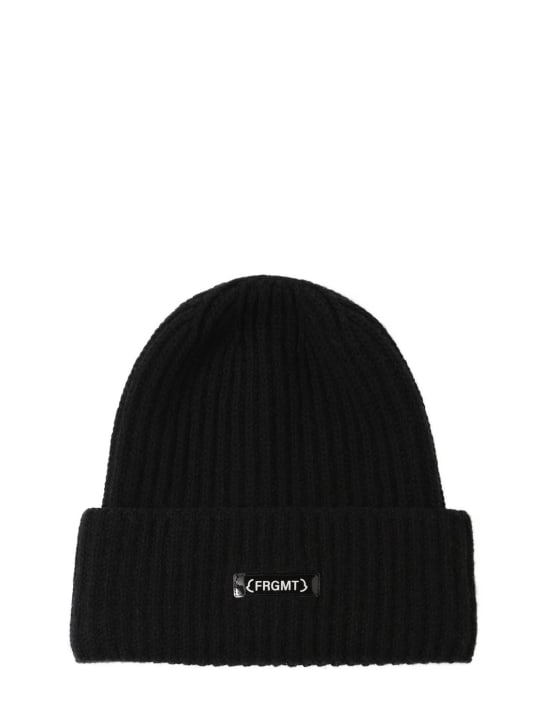 Moncler Genius: Moncler x FRGMT logo wool rib beanie hat - Black - women_0 | Luisa Via Roma