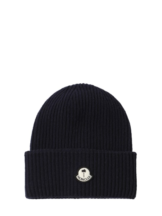 Moncler Genius: Moncler x Palm Angels carded wool beanie - Navy - women_0 | Luisa Via Roma