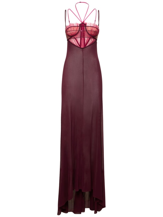 Nensi Dojaka: LVR Exclusive tulle & georgette gown - Multicolor - women_0 | Luisa Via Roma