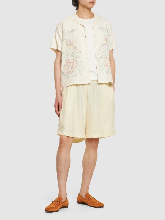 Harago: Camisa de algodón bordada - Off-White - men_1 | Luisa Via Roma