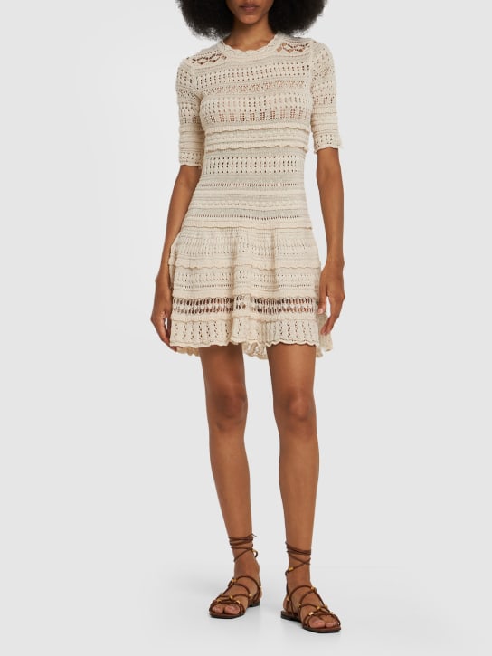 Marant Etoile: Fauve crochet cotton mini dress - Beige - women_1 | Luisa Via Roma