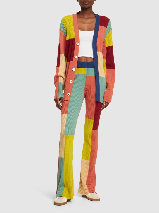 The Elder Statesman: Pantalon évasé en coton color-block - Multicolore - women_1 | Luisa Via Roma