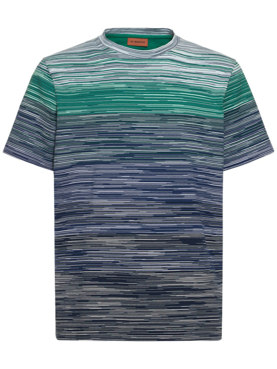 Missoni: Camiseta de algodón jersey degradada - Azul/Verde - men_0 | Luisa Via Roma