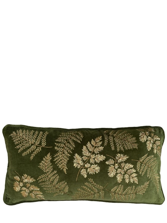 Les Ottomans: Embroidered velvet cushion - Green - ecraft_0 | Luisa Via Roma