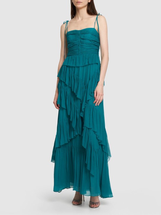 Ulla Johnson: Aveline silk long gown - Green - women_1 | Luisa Via Roma