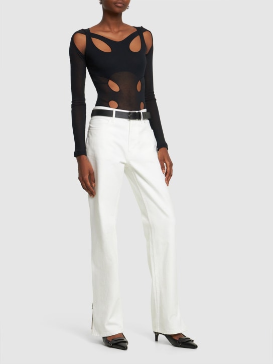 Gauchere: Jeans rectos de denim con cintura baja - Blanco - women_1 | Luisa Via Roma