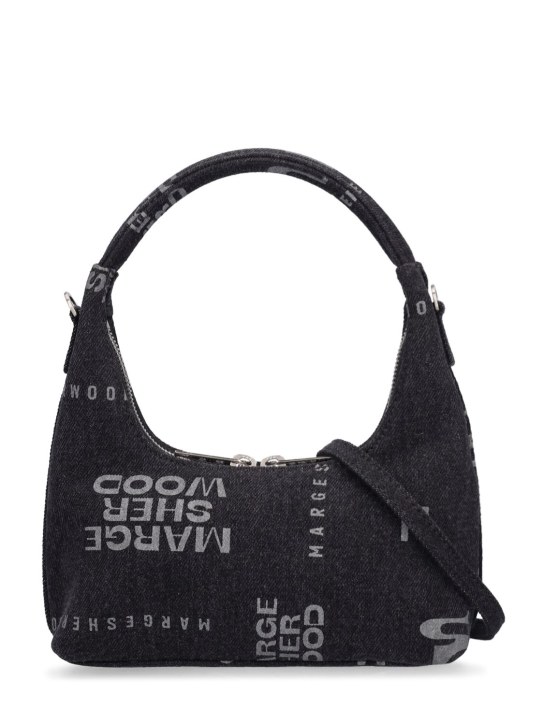Marge Sherwood: Mini Hobo denim shoulder bag - Black - women_0 | Luisa Via Roma