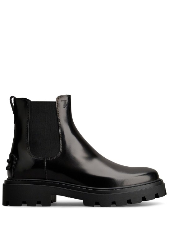 Tod's: Leather ankle boots - Black - men_0 | Luisa Via Roma