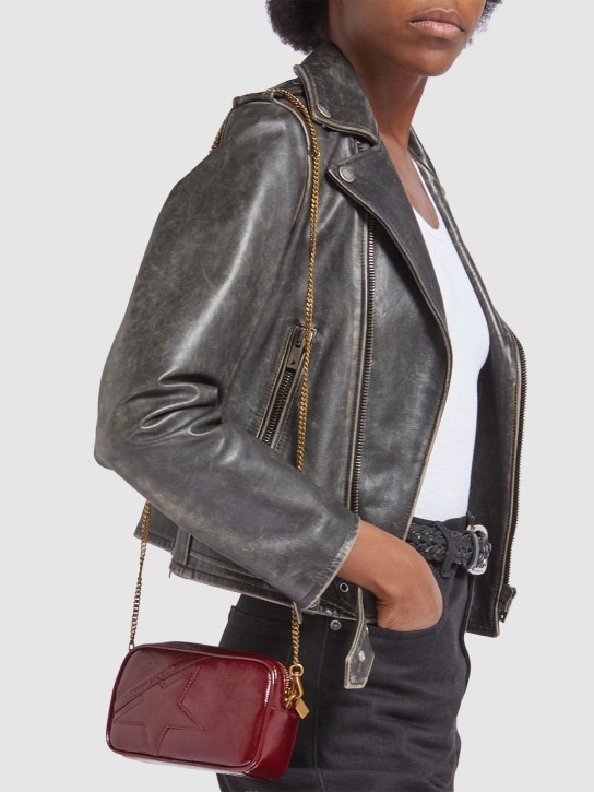 Golden Goose: Mini Star patent leather shoulder bag - Bordeaux - women_1 | Luisa Via Roma