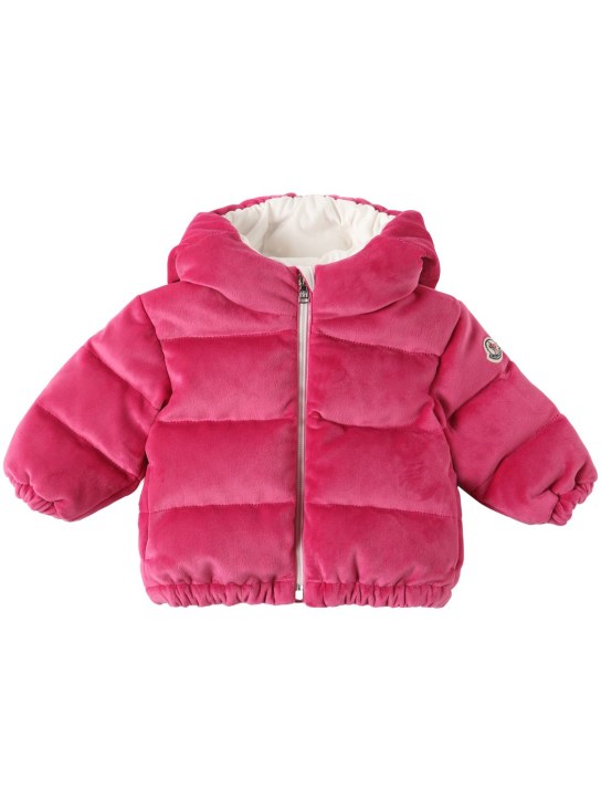 Moncler: Daos chenille down jacket - Bright Pink - kids-girls_0 | Luisa Via Roma