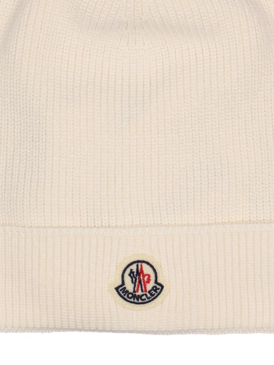 Moncler: Cappello beanie in cotone - Natural - kids-girls_1 | Luisa Via Roma