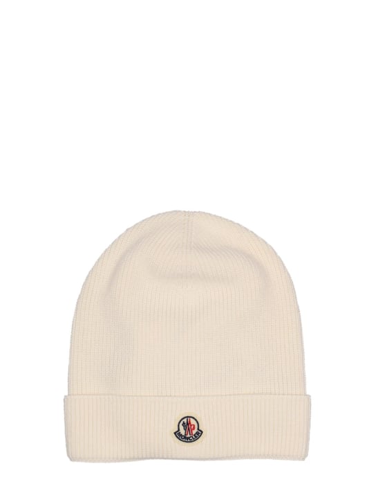 Moncler: Cappello beanie in cotone - Natural - kids-girls_0 | Luisa Via Roma