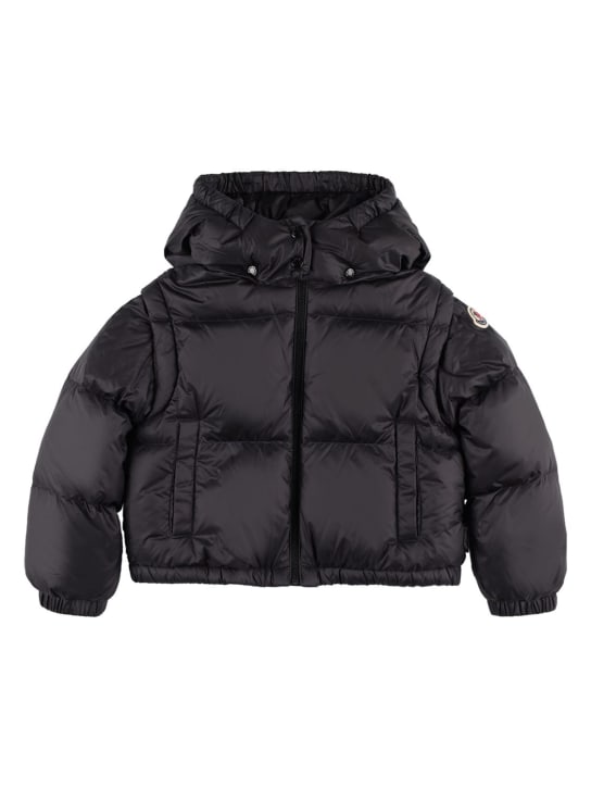 Moncler: Vanya matt nylon down jacket - Black - kids-girls_0 | Luisa Via Roma