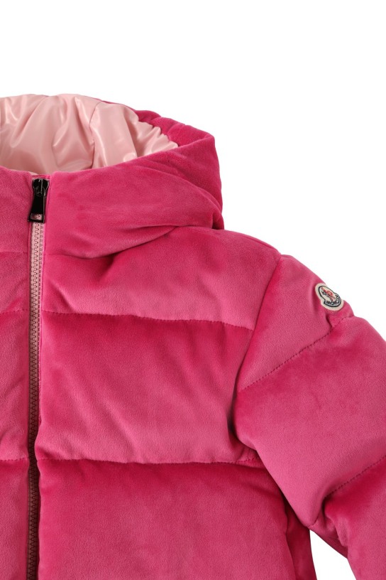 Moncler: Daos nylon chenille down jacket - Bright Pink - kids-girls_1 | Luisa Via Roma
