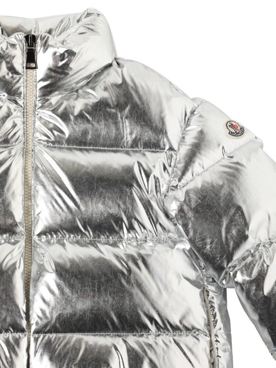 Moncler: Meuse mirror coated nylon down jacket - Silver - kids-girls_1 | Luisa Via Roma