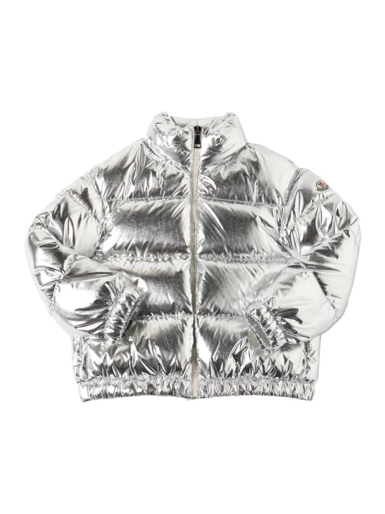 Moncler: Meuse mirror coated nylon down jacket - Silver - kids-girls_0 | Luisa Via Roma