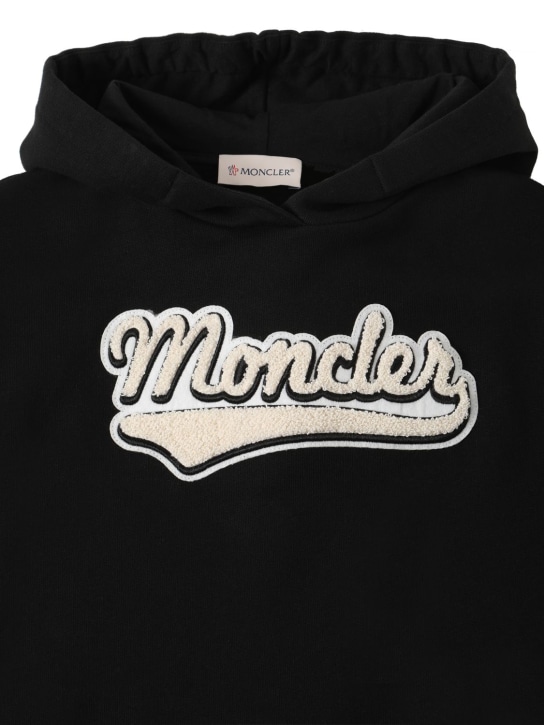Moncler: Brushed cotton sweatshirt hoodie - Black - kids-boys_1 | Luisa Via Roma