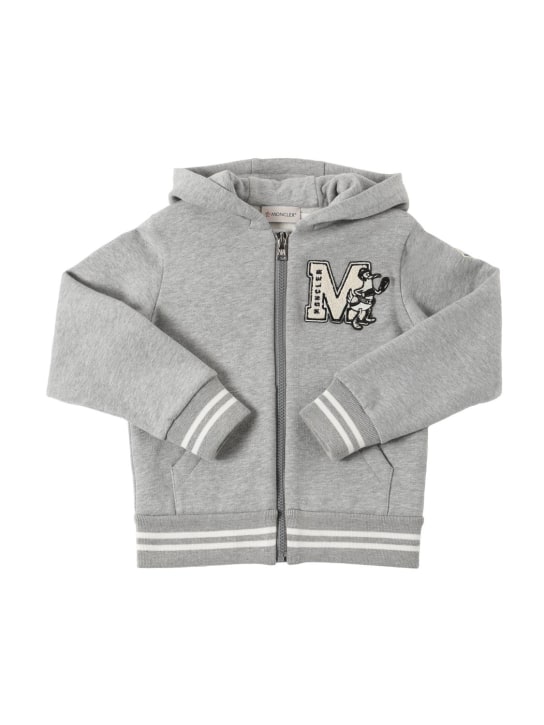 Moncler: Brushed cotton hoodie & sweatpants - Grey - kids-girls_1 | Luisa Via Roma