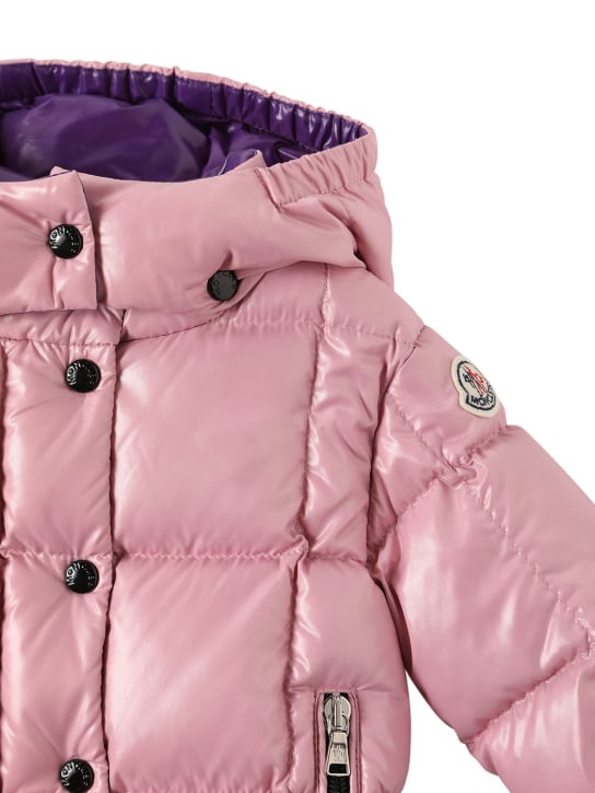 Moncler: Parana nylon laqué down jacket - Dark Pink - kids-girls_1 | Luisa Via Roma