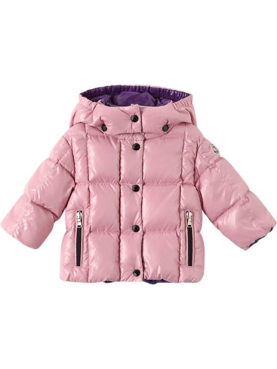 Moncler: Parana nylon laqué down jacket - Dark Pink - kids-girls_0 | Luisa Via Roma